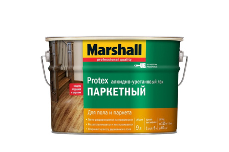 Купить Лак MARSHALL PROTEX паркетный  износостойкий  глянцевый  9 л 5255189 фото №2