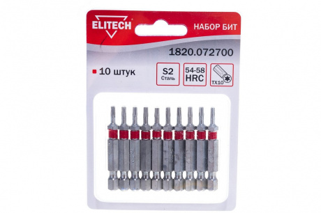 Купить Набор бит ELITECH TORX 10*50мм 10шт   1820.072700 фото №8