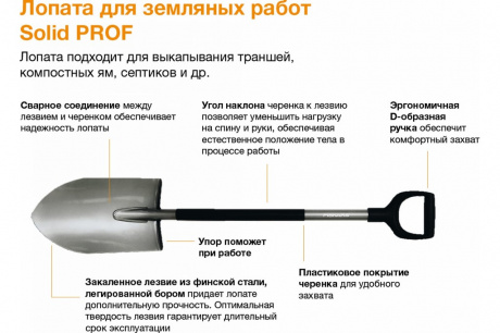 Купить Лопата Fiskars для земляных работ Solid Prof   1050255 фото №5