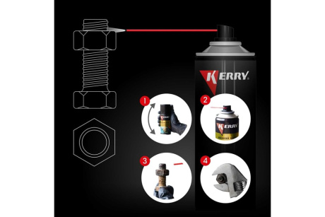 Купить KERRY Жидкий ключ с дисульфидом молибдена  ср-во для прирж. деталей  аэрозоль 335мл. KR-940-2 фото №6